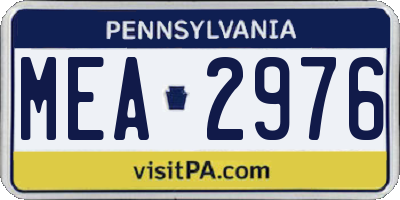 PA license plate MEA2976