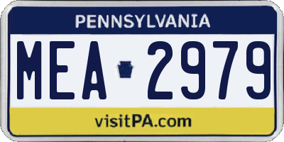 PA license plate MEA2979