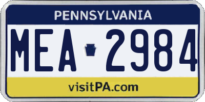 PA license plate MEA2984