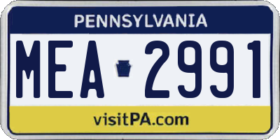 PA license plate MEA2991