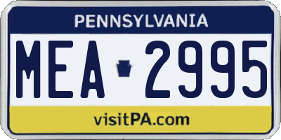 PA license plate MEA2995