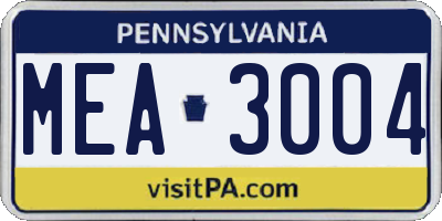 PA license plate MEA3004
