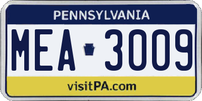 PA license plate MEA3009