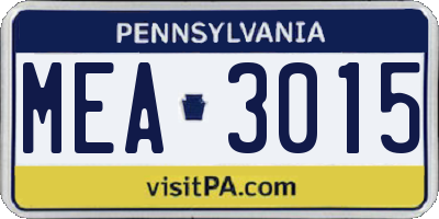 PA license plate MEA3015