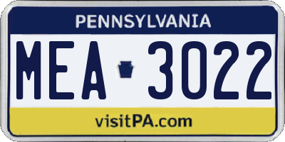 PA license plate MEA3022