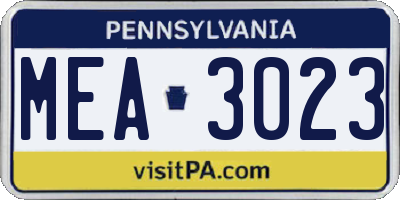 PA license plate MEA3023