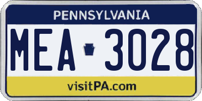 PA license plate MEA3028