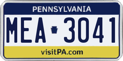 PA license plate MEA3041