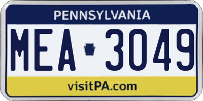 PA license plate MEA3049