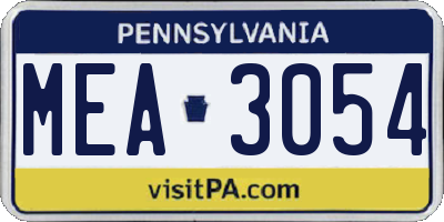 PA license plate MEA3054