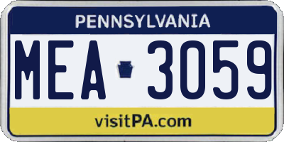 PA license plate MEA3059