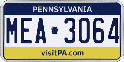 PA license plate MEA3064