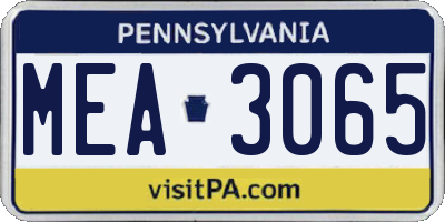 PA license plate MEA3065