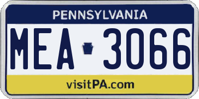 PA license plate MEA3066