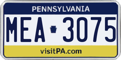 PA license plate MEA3075