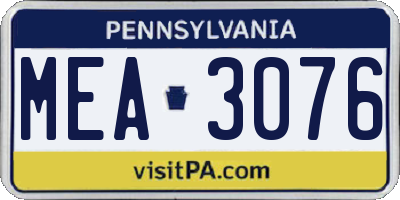 PA license plate MEA3076