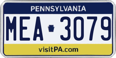 PA license plate MEA3079