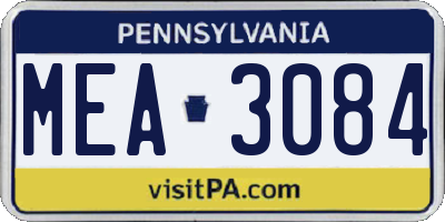 PA license plate MEA3084