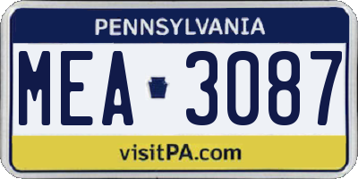 PA license plate MEA3087