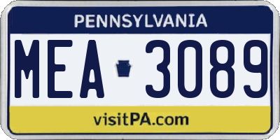 PA license plate MEA3089