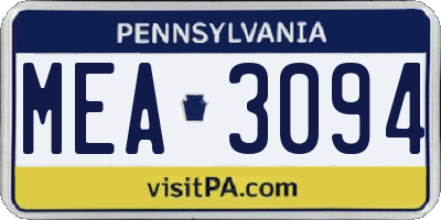 PA license plate MEA3094