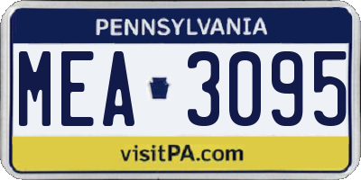 PA license plate MEA3095