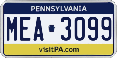 PA license plate MEA3099