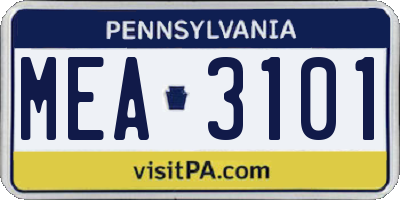 PA license plate MEA3101
