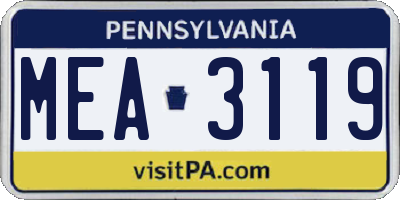 PA license plate MEA3119