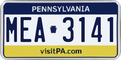 PA license plate MEA3141