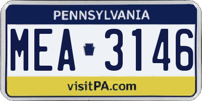 PA license plate MEA3146