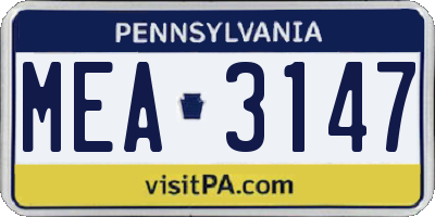 PA license plate MEA3147