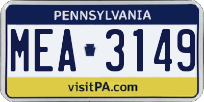 PA license plate MEA3149