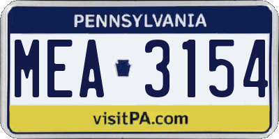 PA license plate MEA3154