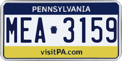 PA license plate MEA3159