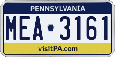 PA license plate MEA3161