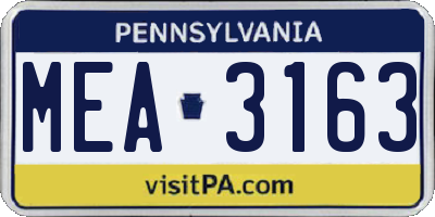PA license plate MEA3163