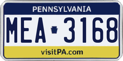 PA license plate MEA3168