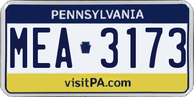 PA license plate MEA3173