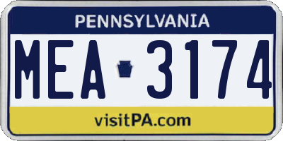 PA license plate MEA3174