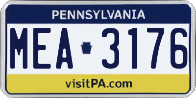 PA license plate MEA3176