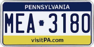 PA license plate MEA3180