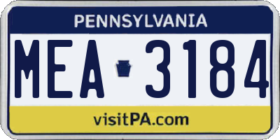 PA license plate MEA3184
