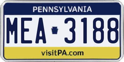 PA license plate MEA3188