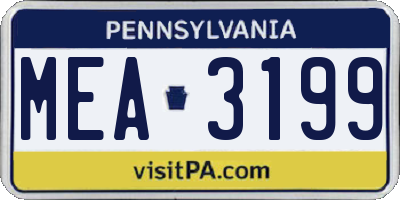 PA license plate MEA3199