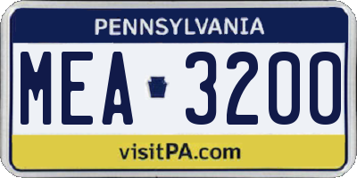 PA license plate MEA3200