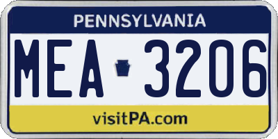PA license plate MEA3206