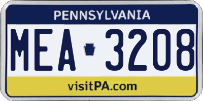 PA license plate MEA3208