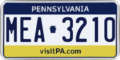 PA license plate MEA3210