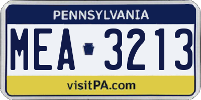 PA license plate MEA3213